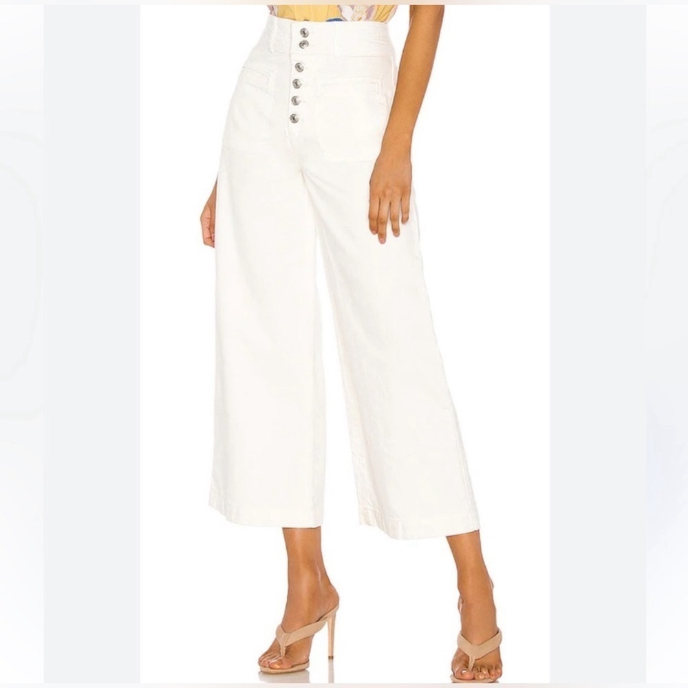 We The Free Anthropologie Collette Wide Leg Jeans Crop Ivory Costal Bono Size 31 - Picture 3 of 9
